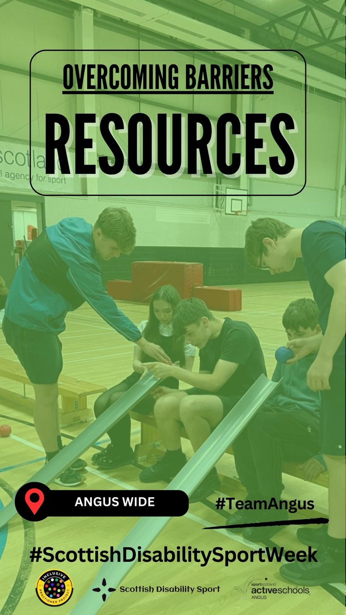 ActiveSchAngus's tweet image. The resources we have at our disposal can often pose challenges and become a barriers to true inclusivity. As a team we have purposely designed an ”Enabler” and “Core Sports” resource bundle to help schools and clubs become more inclusive #ScottishDisabilitySport #ActiveAngus