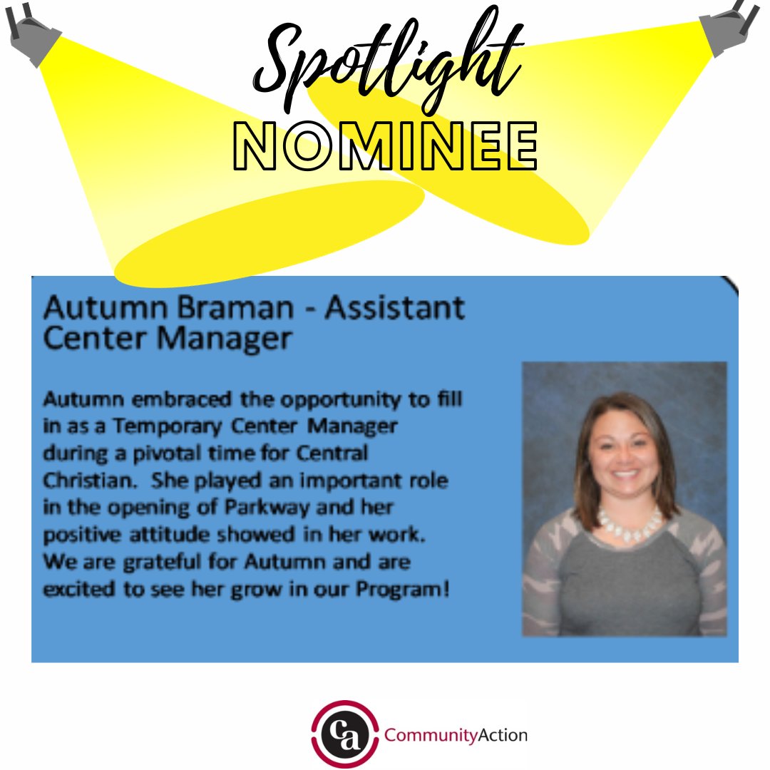 tweetcaascm's tweet photo. 📷 𝐒𝐩𝐨𝐭𝐥𝐢𝐠𝐡𝐭 𝐀𝐰𝐚𝐫𝐝! 📷
Congratulations to our winner, Keri! Thank you for your dedication to Community Action!
We also congratulate all of our nominees!! 📷  THANK YOU! 📷
#CommunityAction #EmployeeSpotlight #ThankYou https://t.co/yXaympcU6B