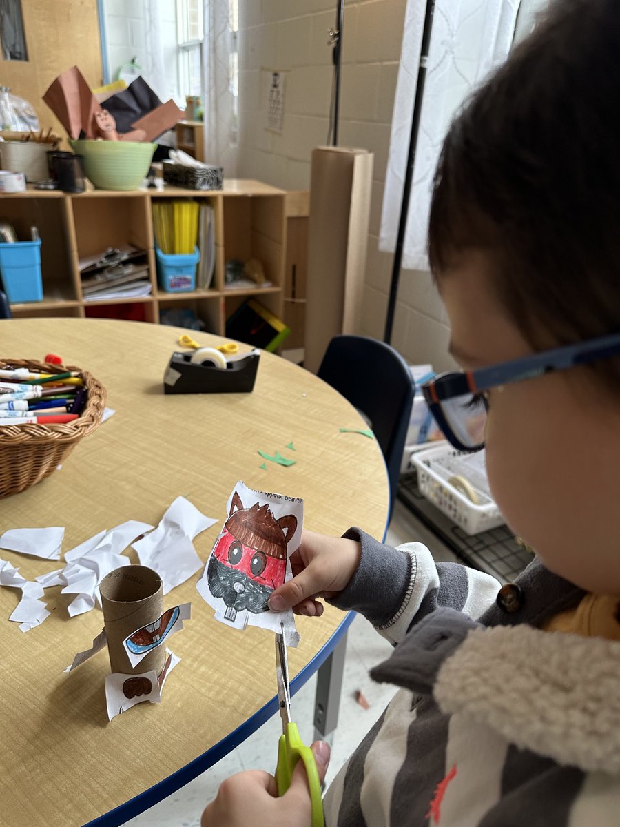 Working on our fine motor skills as we create animals of The 7 Grandfather Teachings 🧡 this week.