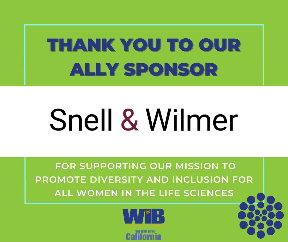Women In Bio-San Diego (@womeninbiosocal) on Twitter photo We extend our sincere gratitude to <a href="/SWLawNews/">Snell & Wilmer</a> for sponsoring and supporting <a href="/WomenInBIOSoCal/">Women In Bio-San Diego</a>. Your dedication to promoting diversity and inclusion in the life sciences is truly valued and makes a meaningful difference in our community. We extend our sincere gratitude to <a href="/SWLawNews/">Snell & Wilmer</a> for sponsoring and supporting <a href="/WomenInBIOSoCal/">Women In Bio-San Diego</a>. Your dedication to promoting diversity and inclusion in the life sciences is truly valued and makes a meaningful difference in our community.
