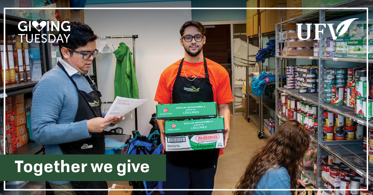💚 Today is the day! It's Giving Tuesday!💚

You can make a huge impact on the lives of UFV students facing food insecurity. With an estimated 500% increase in food hamper requests through the UFV-SUS Food Bank, every dollar counts! 

Donate generously at ow.ly/37r950Q921j