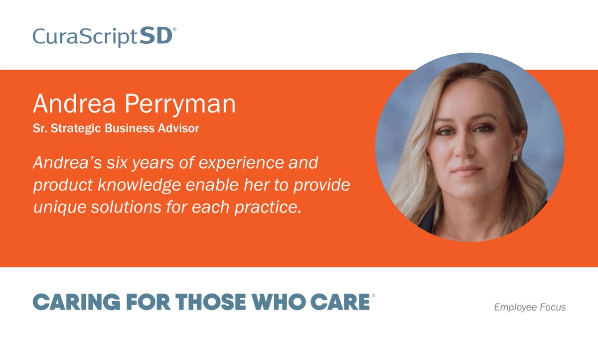 Andrea has worked with #CuraScriptSD for six years, continuously working to provide the best solutions for #MedicalPractice's specific needs so you can focus on your patients. Learn how she can assist your practice here: bit.ly/47TOhtm #MeetTheTeam #CaringForThoseWhoCare