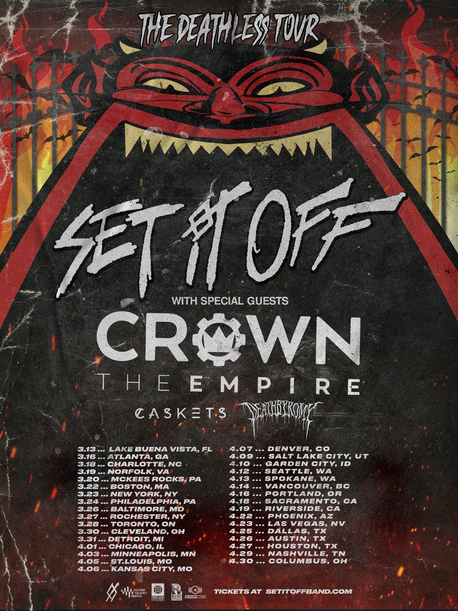 North America 🇺🇸 🇨🇦 we’re super excited to be returning in March & April next year on the Deathless Tour with @setitoff @crowntheempire & @deathbyromy Tickets on sale Friday 1st @ 10:00am 🧡