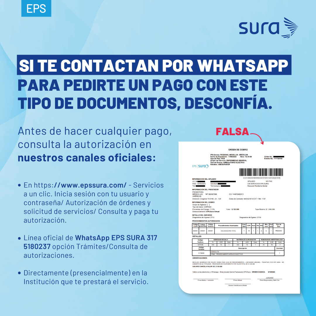 epssura's tweet photo. Información importante ⚠️
Personas inescrupulosas suplantan documentos de nuestra compañía para solicitar dinero por los servicios que prestamos. Lee atentamente esta información y compártela para que entre todos digamos ¡#YoNoCaigo!
Conoce más 👇
https://t.co/Va8sydhHqh https://t.co/OwV5SYsP23