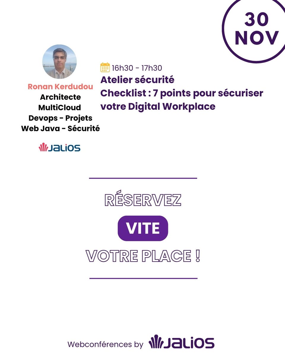 🔔 J-2 | Webconférences Jalios dédiées au futur du travail et aux innovations

Quels seront les sujet abordés ?
✅ Tendances de la Digital Workplace
✅ IA
✅ Travail hybride
✅ Management visuel
✅ Souveraineté
✅ Sécurité

Découvrez le programme 👇 eu1.hubs.ly/H06rgsv0