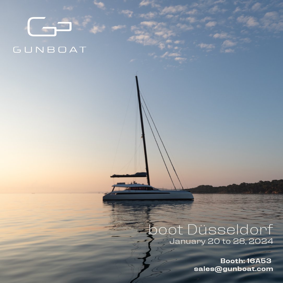 📣 We are thrilled to announce that Gunboat will be exhibiting at the boot Düsseldorf  from January 20 to 28, 2024!

Save the date and find us at booth 16A53, Hall 15.
Appointments at sales@gunboat.com

#Dusseldorf #BootDusseldorf #Gunboat #Catamaran