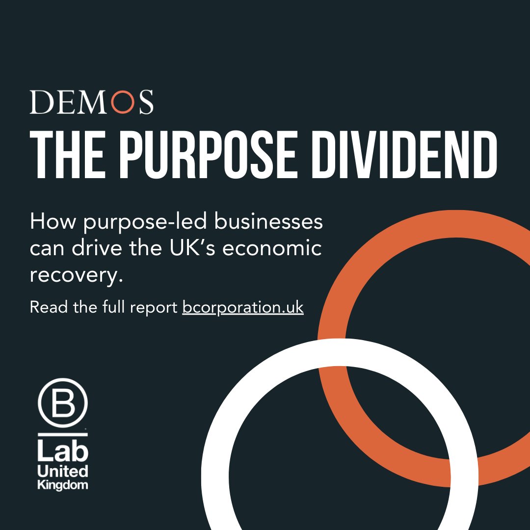 Fascinating results released today by @Demos about the potential for purpose-led business to drive the UK’s economic recovery and address the social and environmental challenges we face. Read The Purpose Dividend 👇 bit.ly/the-purpose-di…