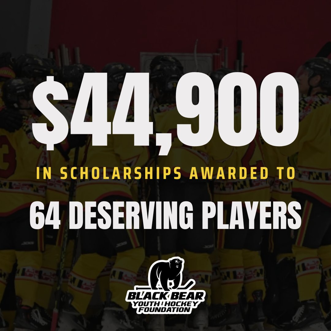 Reflecting on an incredible year of support! 🏒 Together, we've empowered 64 hockey players, awarding a total of $44,900 in scholarships! Your generosity fuels our mission to transform the lives of hockey players. Click the link to make a lasting impact! 

blackbearyouthhockeyfoundation.com/donate/