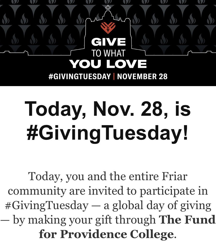 Friars- Today is #GivingTuesday!! Make your gift today. giving.providence.edu/giving-tuesday/