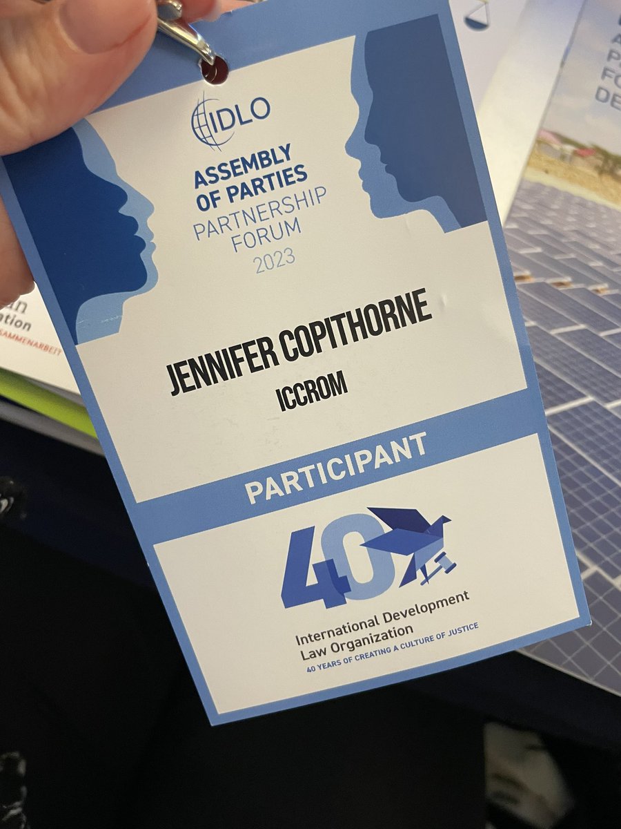 JenCopithorne's tweet photo. At the @IDLO Assembly of Parties and Partnership Forum representing @ICCROM. Congratulations #IDLO for a year of exceptional work and 40 years of creating a culture of justice. Look forward to strengthening collaboration for a better future! #SDGs #IDLO40Years https://t.co/lyqoE18LGQ
