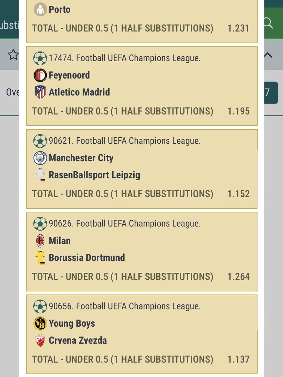 Yellow before Sub 
13 odds FTFA3

4 odds No first half sub UXHA3

Register on 22BET via link cutt.ly/s25Udrs

🍏Promo code Banks

Telegram channel t.me/MrBanksFreeCha…

WhatsApp channel whatsapp.com/channel/0029Va…