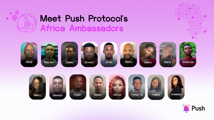 Push_DAO's tweet image. Our ALL NEW @pushprotocol Africa Ambassadors 🎉🌍🔔

@Gemini9220 @NiwamanyaMarti6 @MnllnrD @akakpo_3rnest @NiwagabaJoab2 @ElohoUmolo @Naphthali1 @claire__charles @mary_lonia @SaviourJay2 @OgoziPrecious @0xkyng_ @monathepersona @scarfacedotsol @falilah @OfficiallyIma @idee_eyedol