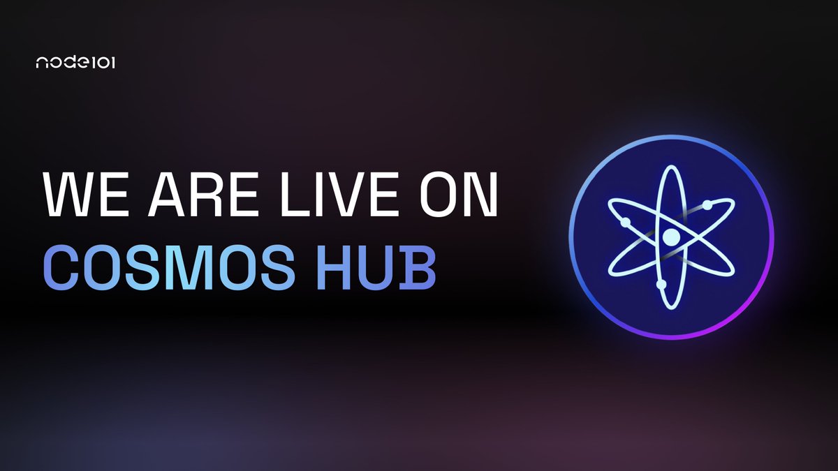 We have exciting news for our staker community!

Our Cosmos Hub Validator is now live! You can stake your $ATOM tokens into node101🥳

🤓Friendly reminder: Do not stake all the funds into one Validator. Select multiple validators to contribute to increasing Nakomoto-Coefficent!
