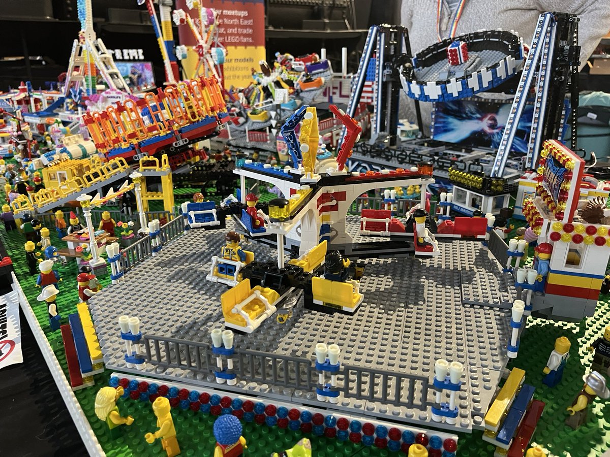 BrickAlleyLUG's tweet photo. Mark and Judi’s LEGO fairground at Shildon Brick Show, featuring 4 brand new rides! Great fun all weekend. #lego #shildonbrickshow #legofairground #fairground #legomodels #legomoc https://t.co/bN634eoorx