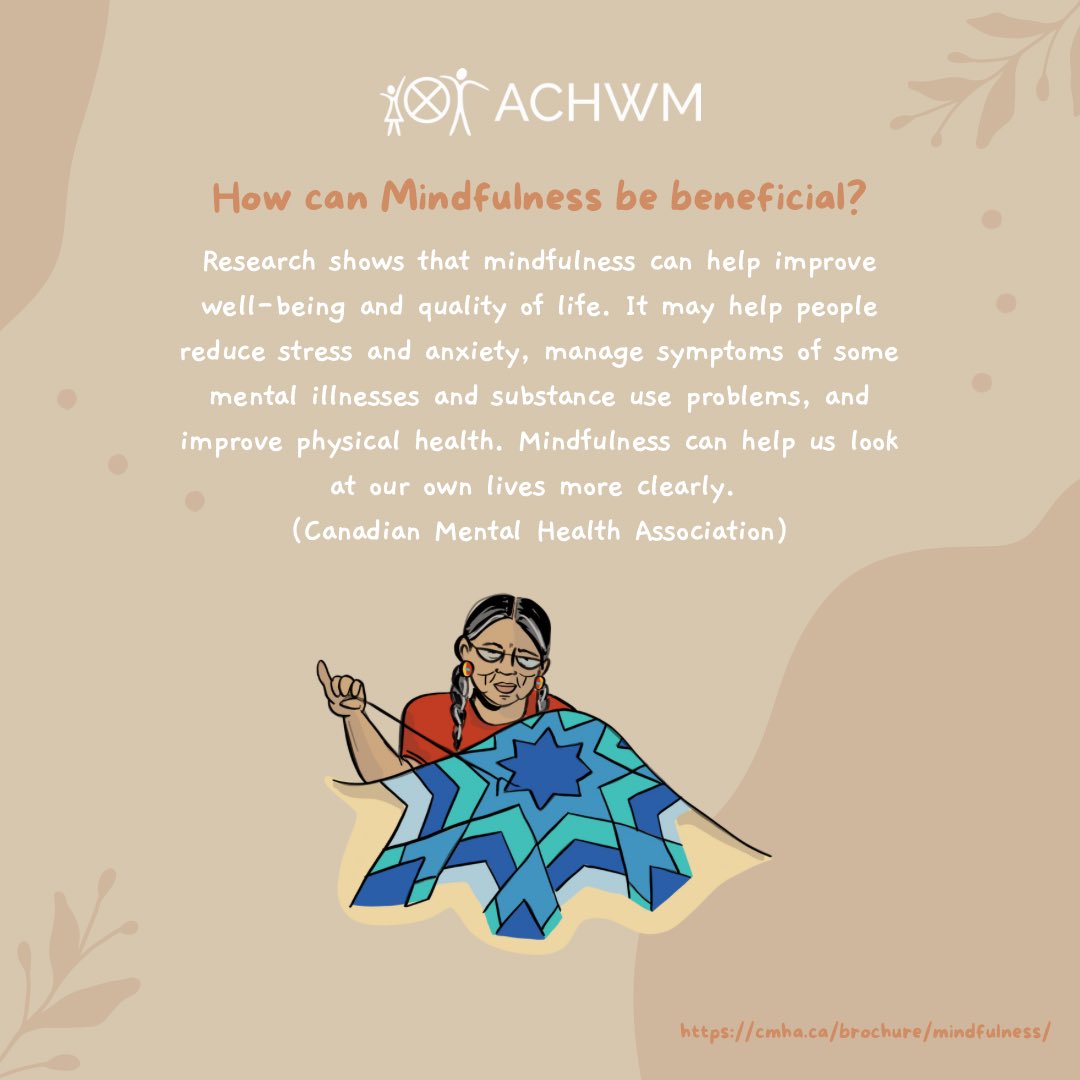 Here is some information about Mindfulness! Do you have any tips to add?

Some information is from C.M.H.A: cmha.ca/brochure/mindf…

#ACHWM #Mindfulness #FNMI