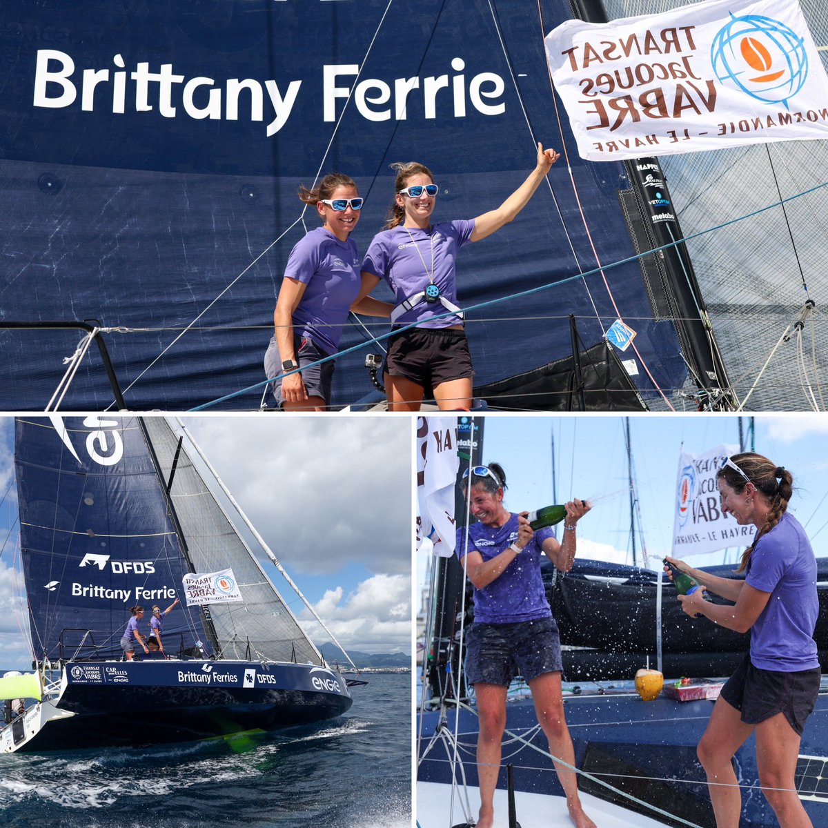 Nous félicitons Pamela Lee et Tiphaine Ragueneau pour leur magnifique course de la Transat Jacques Vabre. 👏👍 #ForWomenAtSea #BrittanyFerries