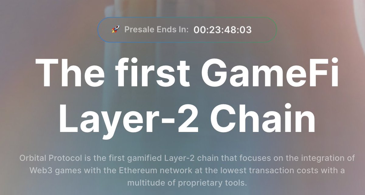 cryptogems555's tweet photo. Less than 24 hours LEFT
#OrbitalProtocol @OrbitalProtocol
1st Layer-2 with GameFi aspects! ๐ค. Huge partnerships. Super hyped
Presale: https://t.co/L4qLokjN70
Giveaway: https://t.co/woEnXxqq45
https://t.co/nPGqwKZ0ep