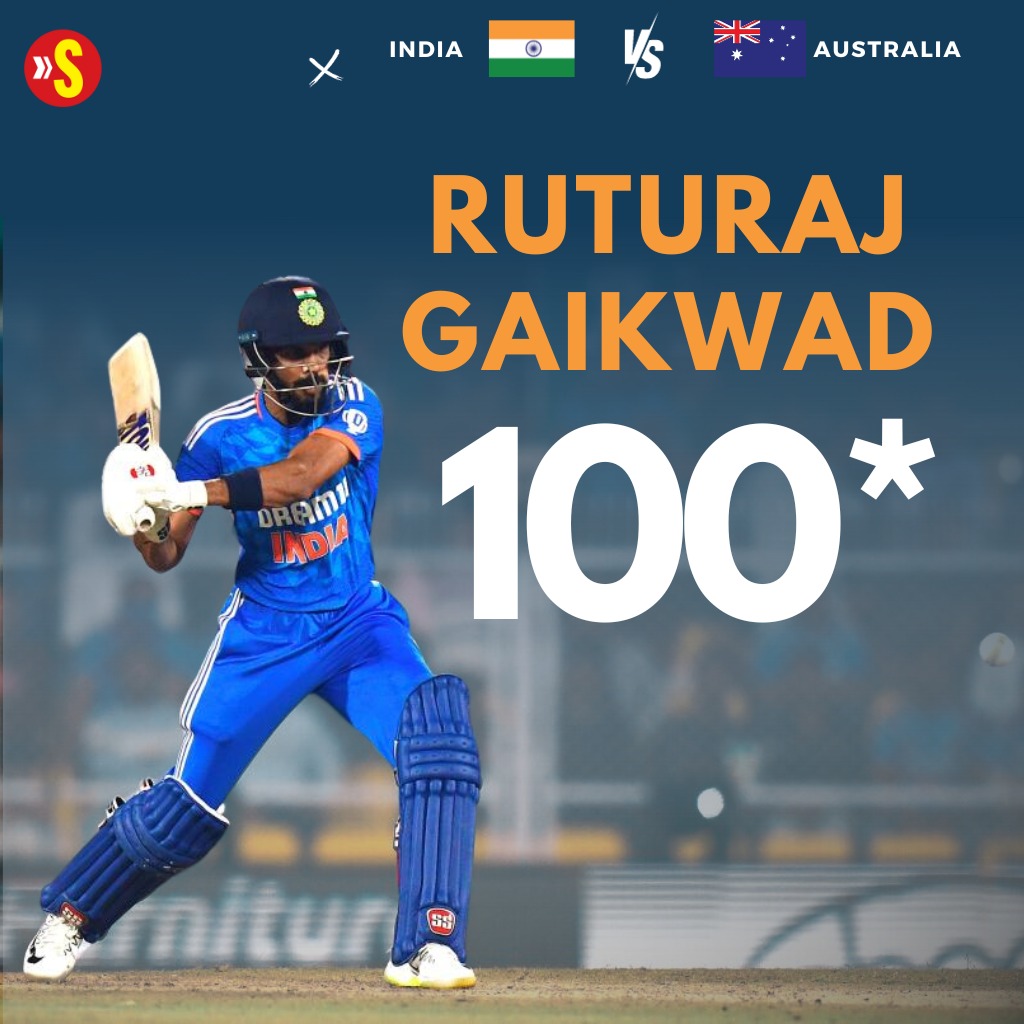 Ruturaj Gaikwad becomes the first Indian man to score a century against Australia in T20Is and he does it with a six! Maxwell concedes 30 in the final over 🇮🇳: 222-3 (20) Follow #INDvAUS 3rd T20I Live👉 bit.ly/3R02YUJ