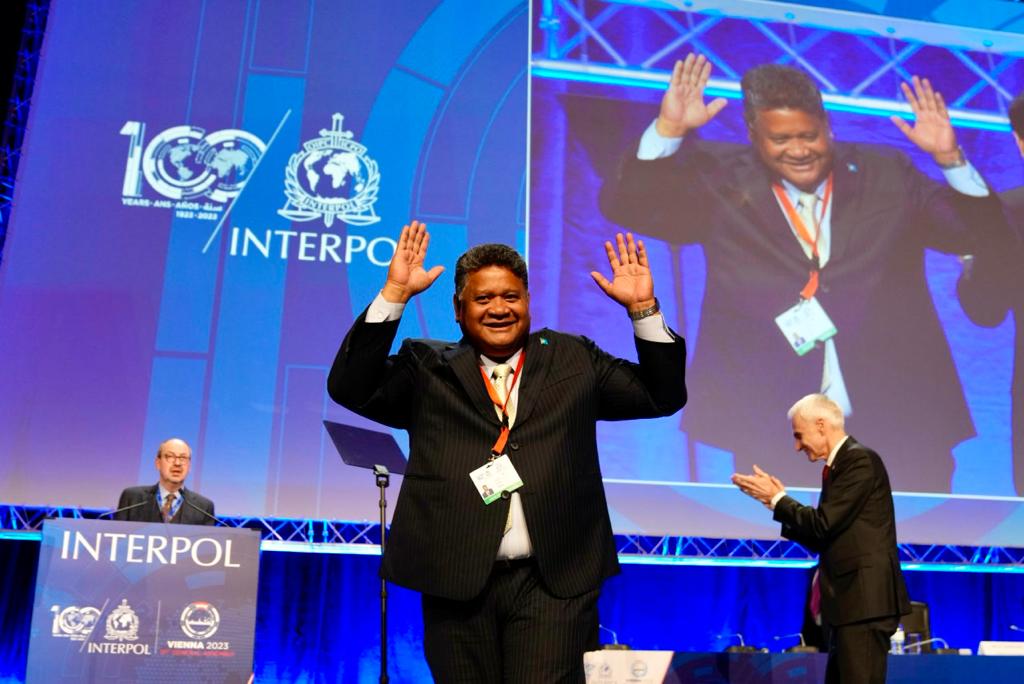INTERPOL_SG's tweet image. I am immensely pleased to welcome Palau to the INTERPOL family 🇵🇼 

As State Minister Gustav Aitaro shared today in his #INTERPOLGA remarks, the crime threats facing Palau increasingly extend beyond its borders.

Cooperation through INTERPOL is how we face these threats together.