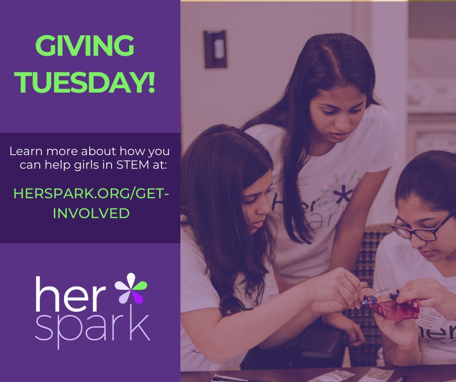 Her Spark exists to equip girls with the skills and opportunities to succeed in the careers of tomorrow, and we are dedicated to solving gender disparity in STEM.

For #GivingTuesday2023, please consider donating to Her Spark:  herspark.org/donate