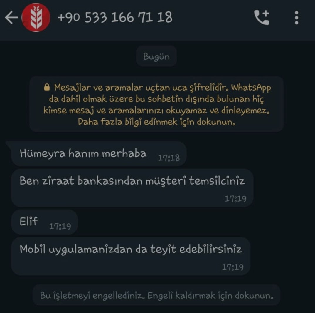 ben dolandırıcıyım dese daha çok güvenirdim @ziraatbankasi