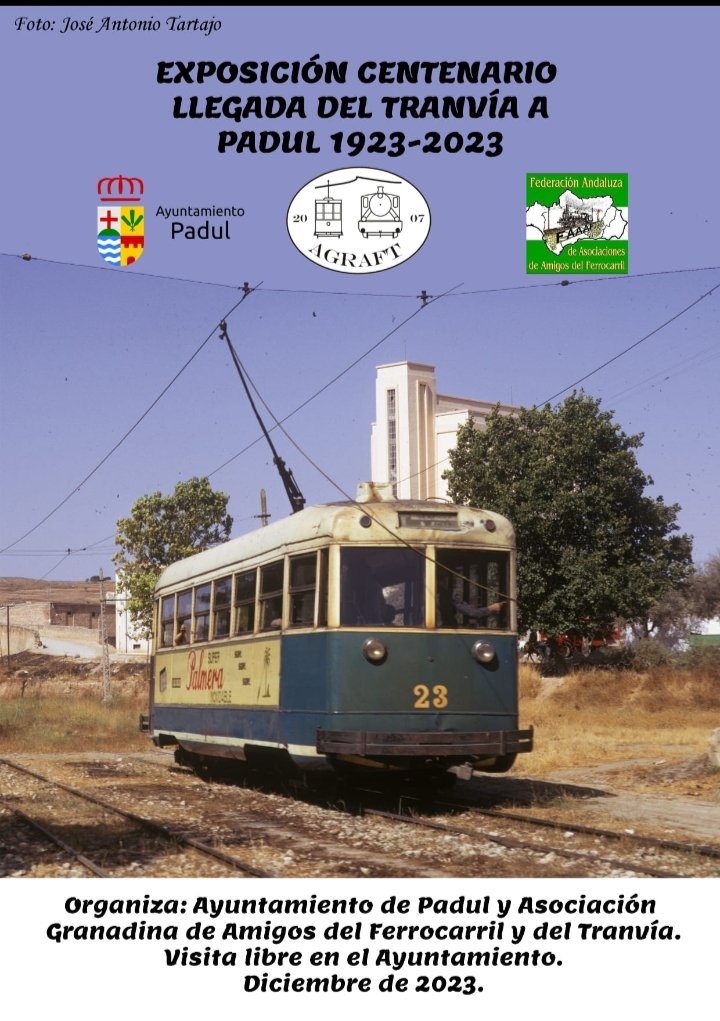 Conmemoramos el Centenario de la llegada del tranvía a Padul con una exposición en el ayuntamiento. Contará con una expo fotográfica y material preservado por Agraft. Inauguramos el próximo viernes día 1 a las 13 horas, aunque puedes visitarla durante todo el mes de diciembre.