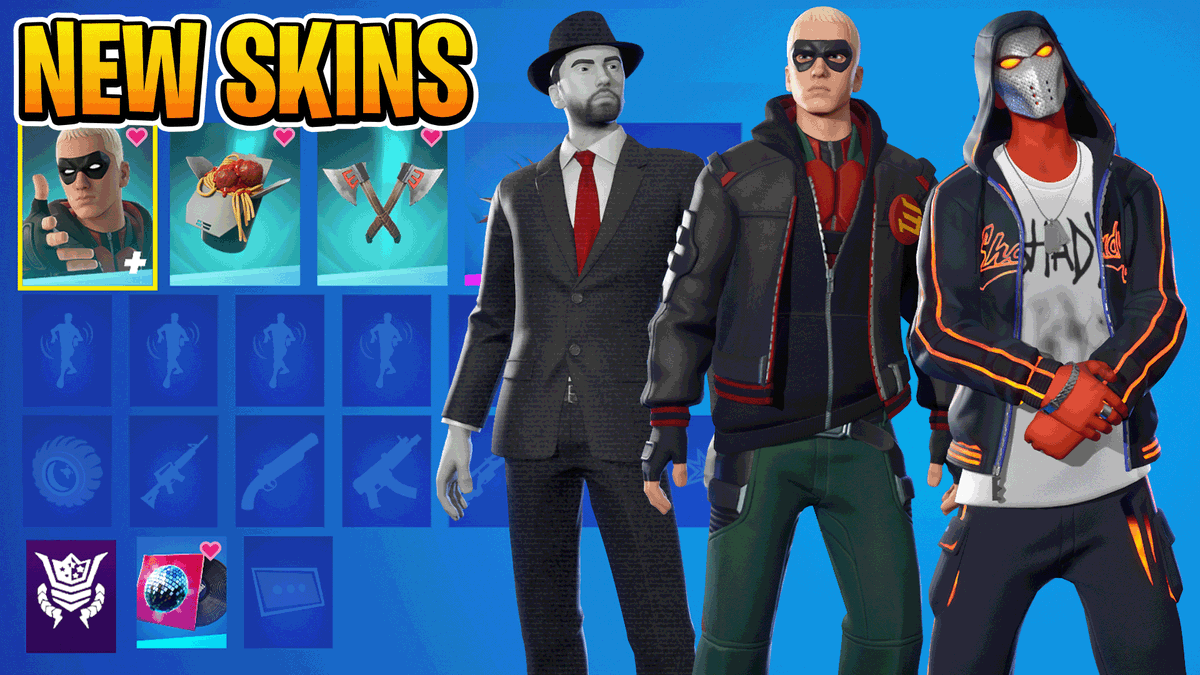 ShiinaBR's tweet photo. High-Quality look at the ENTIRE Eminem set!! 🔥

It includes 3 different skins, with a total of 12 different variants 👀

https://t.co/8lLJ8Nh2cR https://t.co/AjX12nJhda