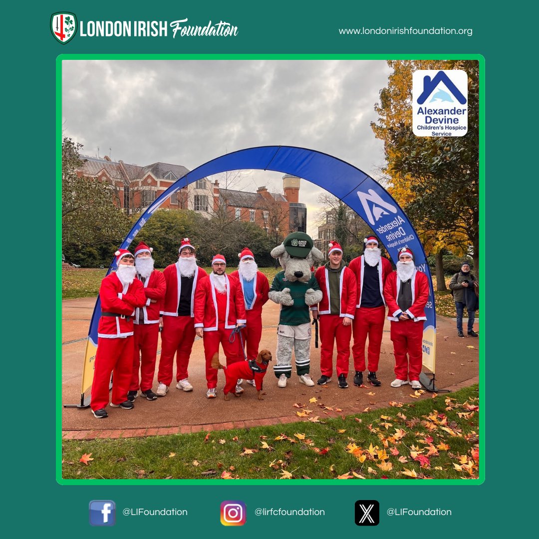 LIFoundation's tweet photo. What an amazing day ! 🎅🏼

The London Irish Foundation alongside Bishop Wand took part in the Windsor 5K Santa Dash in support of The Alexander Devine Children’s Hospice

We would again like to thank everyone who ran, donated or came to support on the day 🌟 https://t.co/fCgJvx8G1u