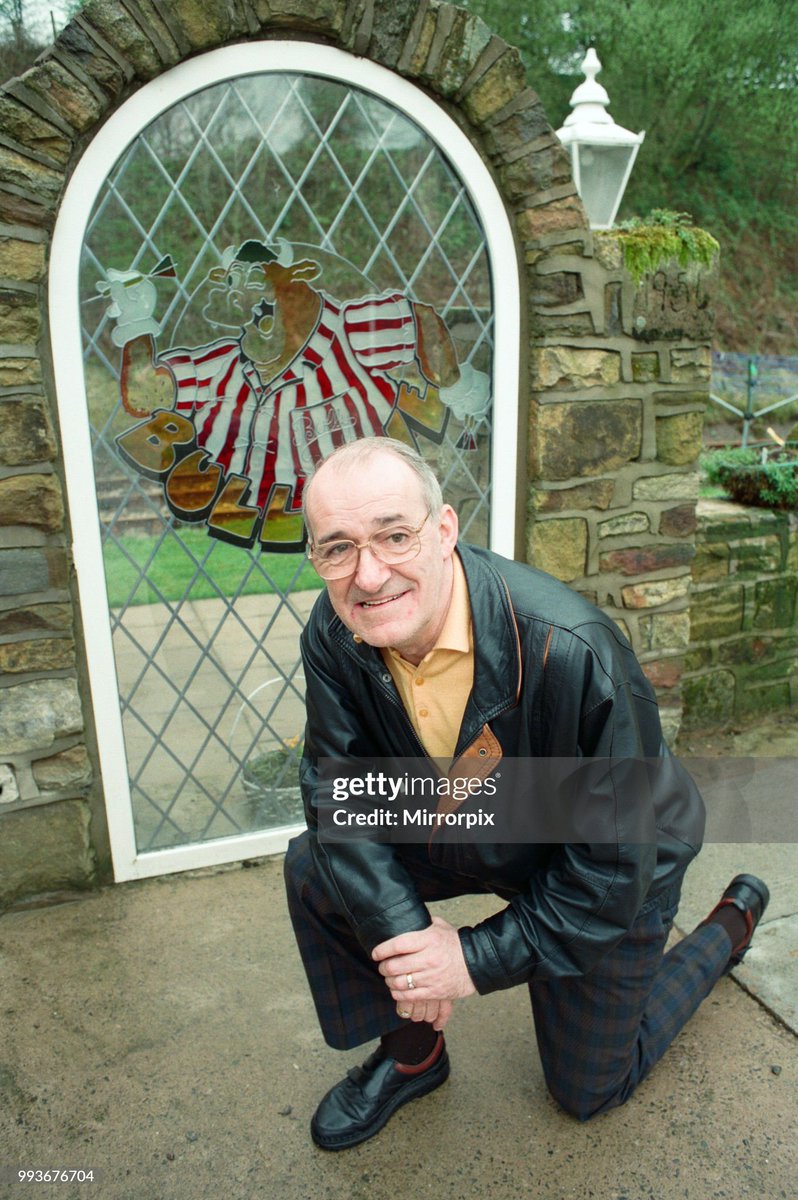 Jim Bowen by the railway which passes by his house in Arkholme, Lancashire (1993)