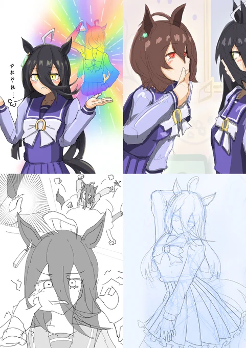 #今月描いた絵を晒そう #マンハッタンカフェ
今月はタキオン、オトモダチ多め 