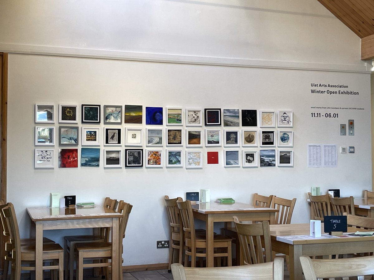 UistArts's tweet photo. Looking for that elusive present 🎁 Uist Arts Winter Open Exhibition Taigh Chearsabhagh Lochmaddy and get yourself Hot Chocolate and a cake too ! https://t.co/pmNklcDJkp