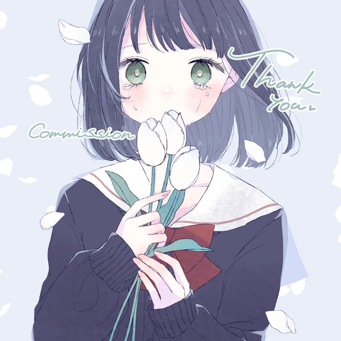 ⌇commission  skebご依頼ありがとうございました!  お花×切ない系のイラスト大好きなので褒めていただけてうれしい… とても楽しく描かせていただきました…!   #Skeb #Commission より
