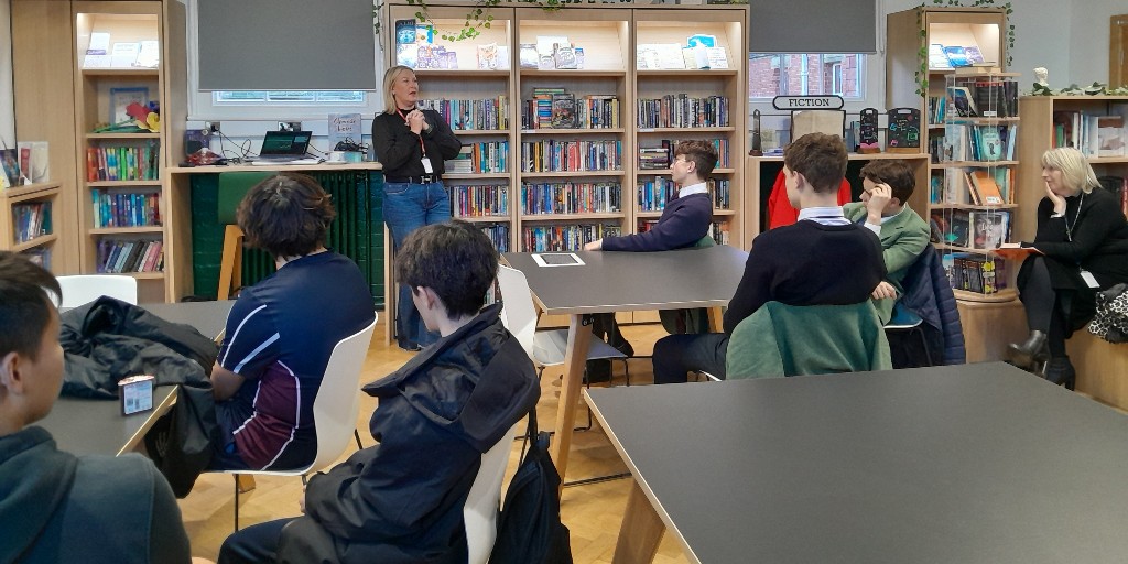OswestrySchool's tweet photo. Last week we welcomed Rachel Griffiths to the Library for an inspirational seminar about her career path to becoming voted the most powerful female in the UK Meat industry - thankyou Rachel! #FindYourForte #futures #findyourfuture #futuresfortnight #FutureFocused #thisisoswestry https://t.co/JuRnJv4gJf
