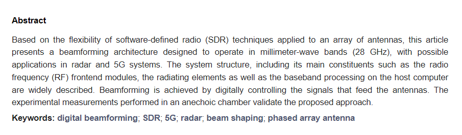 giammaiot2's tweet photo. Software-Defined Radio Beamforming System for 5G/Radar Applications
https://t.co/45xwxYgGBM
ased on the flexibility of software-defined radio techniques applied to an array of antennas, this article...
#SoftwareDefinedRadio #SDR
#5G #radar
#BeamShaping
#PhasedArrayAntenna https://t.co/5FdNQqD4Qm