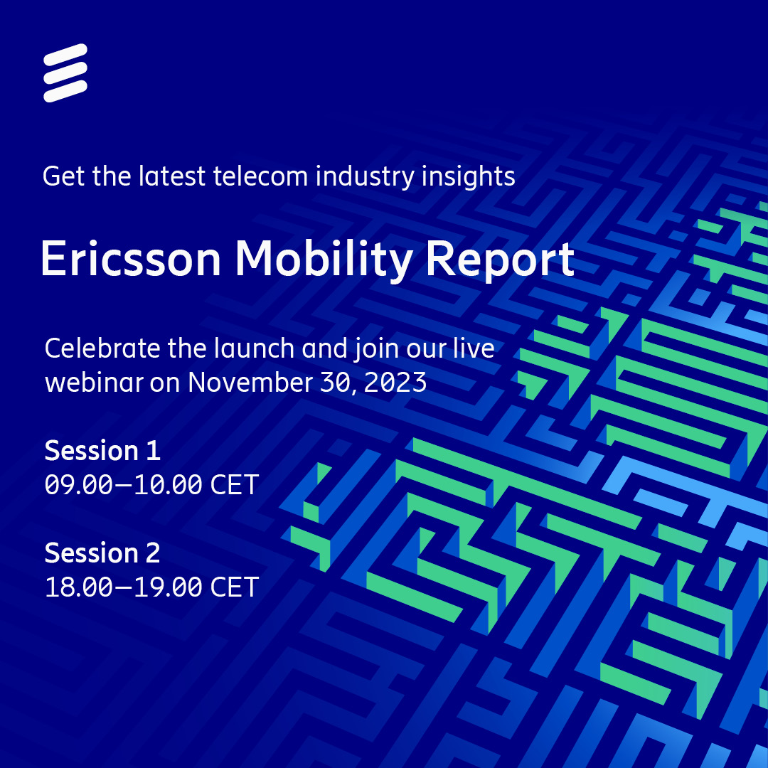 Join us for our LIVE #MobilityReport webinar on November 30th.

➡️ The latest on #5G subscriptions, population coverage and mobile traffic

➡️ Forecasts based on past and current data

➡️ Stories from leading service providers 

Register here m.eric.sn/7aWE50QbTQm