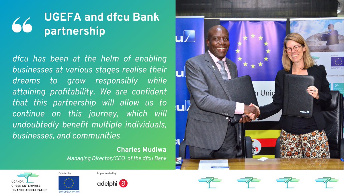 ugefa_eu's tweet photo. UGEFA is collaborating with the dfcu Bank to support #green economic development in #Uganda🤝

🗣️ Charles Mudiwa, CEO of dfcu Bank, spoke about the Bank’s commitment to fulfilling its purpose of Transforming Lives and Businesses in Uganda.

Learn more: https://t.co/euxofx1bBZ https://t.co/dqzAjvbN47