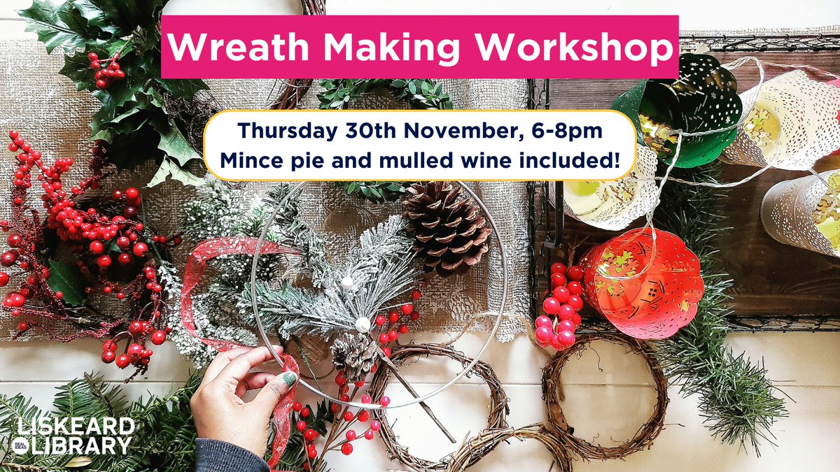 Get into the Christmas spirit with Wreath Making!

Make your own wreath, guided by Sian Bush, local floral designer and artist, using sustainable, eco friendly materials.

Enjoy a complimentary mince pie and mulled wine and a relaxing, creative evening. hubs.la/Q029K4jp0