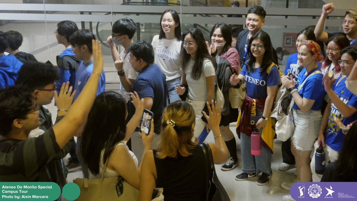 DLSU_LAMB's tweet photo. One Big Animo! 🦅🏹

On the 5th of October, Ateneo de Manila University students set foot on the grounds of De La Salle University for the screening of "Halimaw" by Isagani Cruz. The Lasallian Ambassadors warmly welcomed everyone and gave them a special campus tour. https://t.co/jwcmJLHE7a