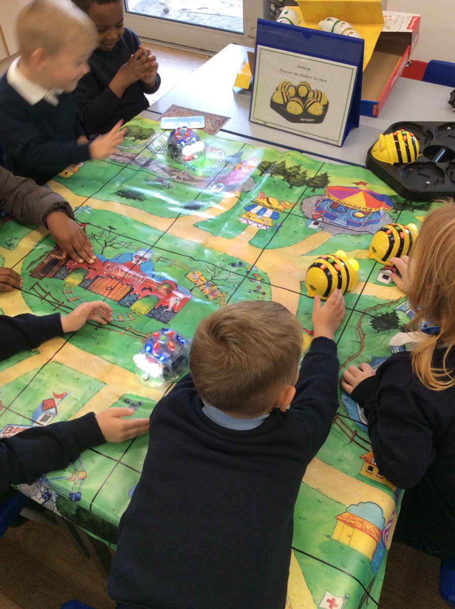 FS2Beck's tweet photo. This week in F2 we have been programming the bee bots and learning how to make them go the way we want.

#EYFS #FS2Beck #beebots #earlyyears #F2computing https://t.co/giXkb15gFi