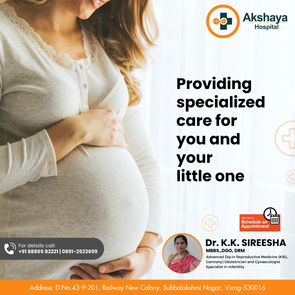 Akshaya Hospital - Providing specialized care for
you and your little one

Contact Us:
📞 +91 88865 82221 | ☎️ 0891-2523699

#AkshayaHospital #SpecializedCare #MaternityCare #PediatricExpertise #FamilyWellness #HealthcareExcellence #NurturingHealth