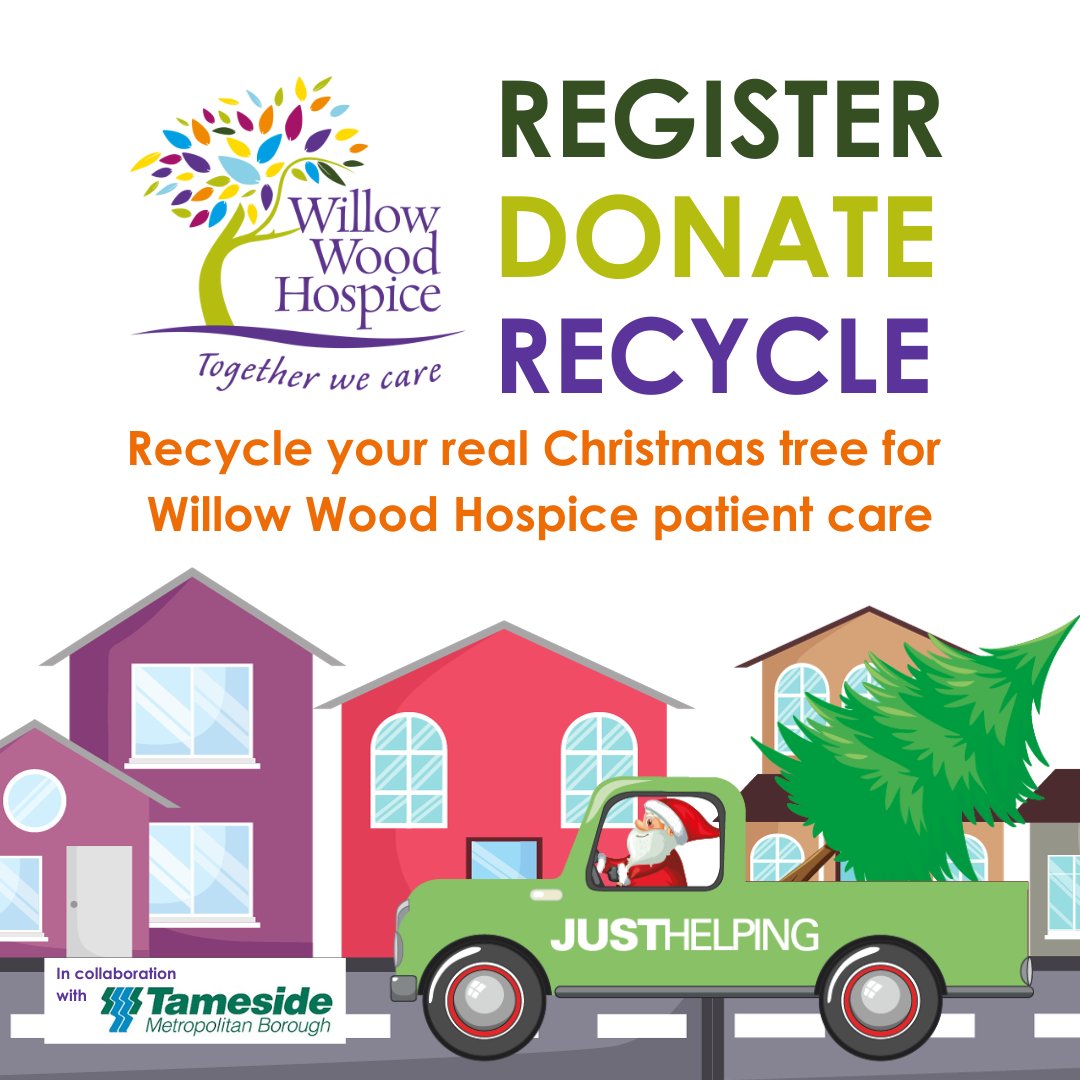 Dispose your real Christmas tree – hassle free! 🎄

Register, Donate and Recycle your real Christmas tree for <a href="/willowwoodh/">Willow Wood Hospice</a> patient care. Trees will be collected between 8-12 January 2024.

🚨 Register by 11am on Wednesday 3 January 2024!

To register 👇
just-helping.org.uk/register-tree