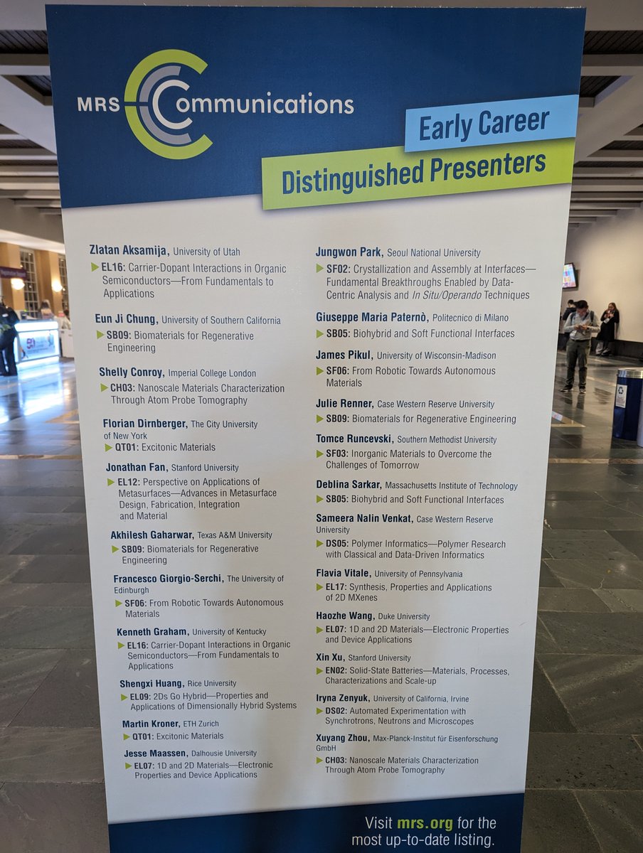 I'm happy to be nominated as an 'Early Career Distinguished Presenter' at MRS Fall—one of my favorite conferences! Join me at 1:30 pm in  Haynes, level 1, room 102 (SBO5) to learn about our research. Looking forward to sharing insights. See you there! #F23MRS
