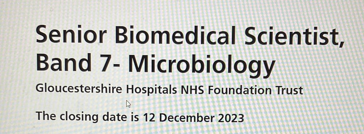 Amy Read (@amyreadmicro) on Twitter photo We have another fantastic opportunity to work in Gloucester Microbiology! We are searching for a band 7 to join our team! We are a friendly, dynamic, forward looking department with a patient centric focus! We have another fantastic opportunity to work in Gloucester Microbiology! We are searching for a band 7 to join our team! We are a friendly, dynamic, forward looking department with a patient centric focus!