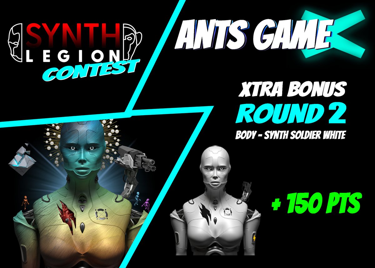 #MultiversX #MultiversXNFTs 

The Synth Legion @ElrondAntsclub contest is underway and today at 7pm GMT the 2nd Round will commence!

For this 2nd round the Synth Soldier White (a community favorite) body trait will offer 150 bonus points giving a competitive edge to its holders