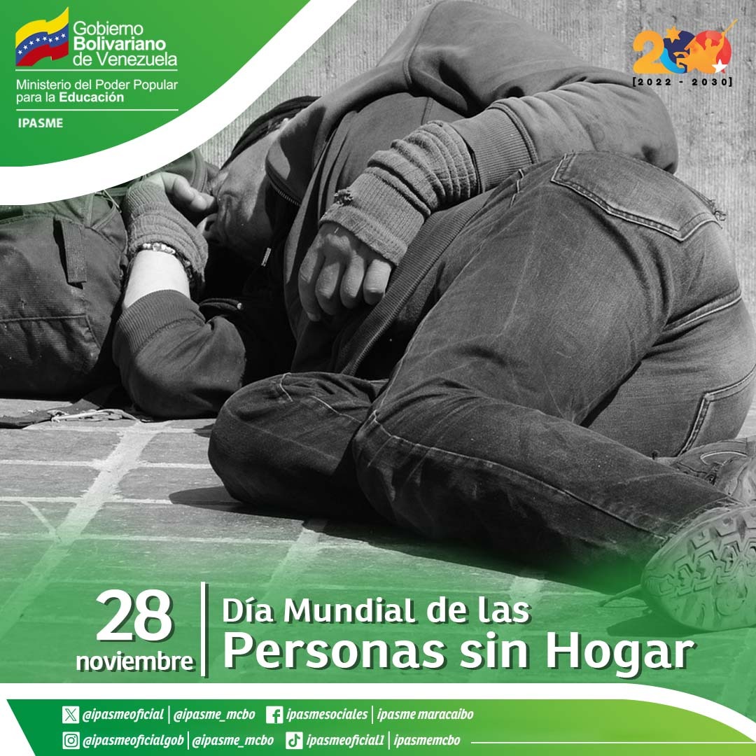 ipasme_mcbo's tweet photo. #Efemérides | #28Nov Día Mundial de las Personas Sin Hogar. Reflexionemos sobre las dificultades que enfrentan, creemos conciencia y trabajemos juntos para encontrar soluciones. ✨🏠
#VenezuelaEsEsequibo https://t.co/hT1S3hQWtI