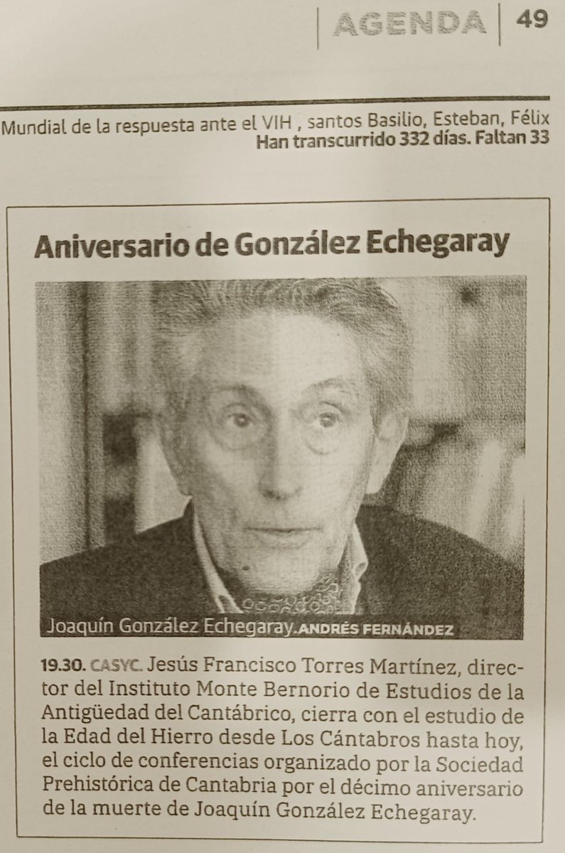 Hoy a las 19,30 en CASYC, c/ tantin, Santander).
Homenaje a González Echegaray <a href="/casyc/">Fundación Caja Cantabria</a> #conferencia #prehistoria