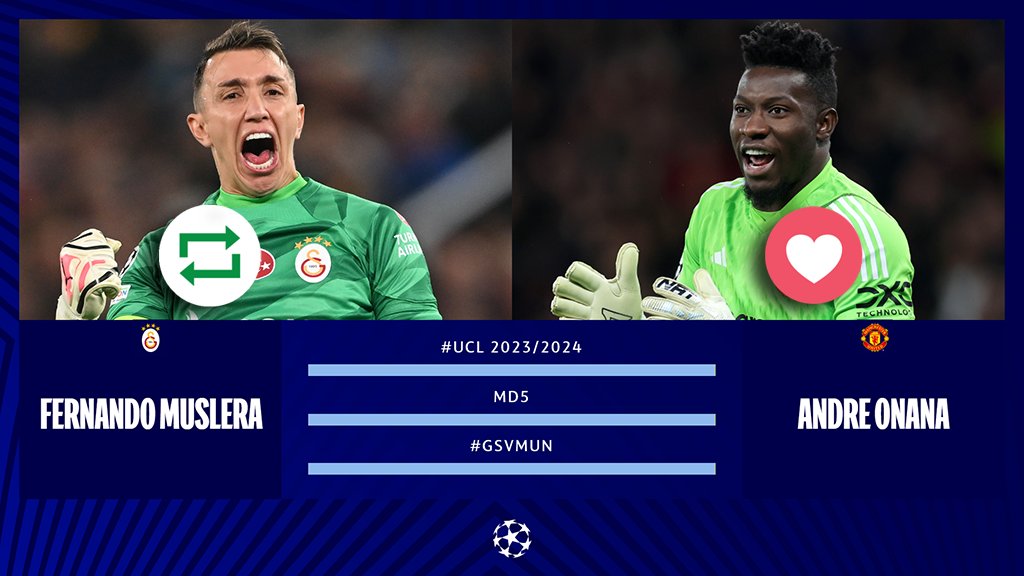 #UCL Countdown! ⏳⚽️🤩 🔁 = @1_Muslera_25 🇺🇾 ❤️ = @AndreyOnana 🇨🇲 #GSvMUN | @GalatasaraySK | @ManUtd