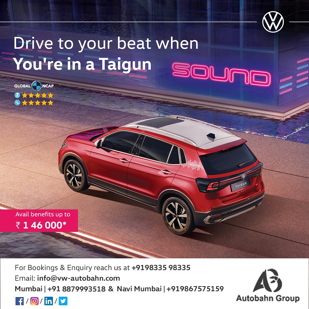 vw_autobahn's tweet photo. Take to the roads with your favourite music in your ears, when you’re driving a Taigun Sound Edition!

Benefits on Taigun up to Rs.1,46,000*

#DriveToYourBeat #TheBigRush #VolkswagenCelebrations #YearEndDeals #NewSoundEdition #VolkswagenOffers #YearEndBonanza https://t.co/KlfJA0OM9F