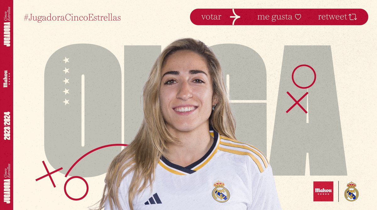 RT o MG si crees que <a href="/7olgacarmona/">Olga Carmona</a> ha sido la #JugadoraCincoEstrellas del <a href="/realmadridfem/">Real Madrid C.F.</a> en noviembre (6/6)