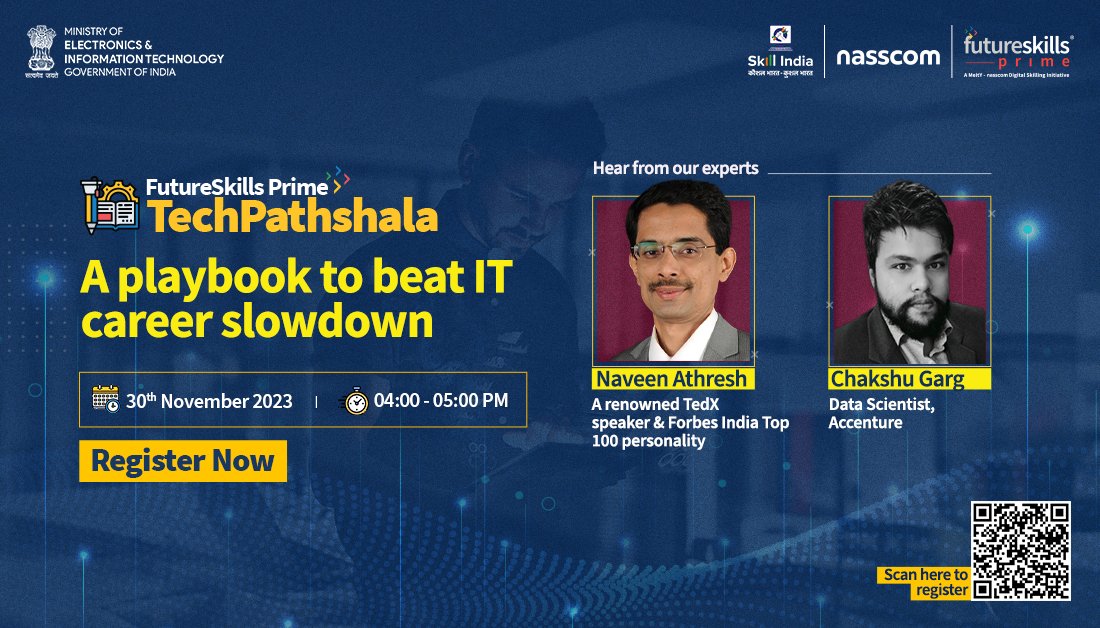 fsprimeofficial's tweet photo. 🎤 Hear from our 2 experts - one a renowned TEDx speaker and Forbes India Top 100 personality & the other, a Data Scientist at Accenture, holding 25+ certifications in Artificial Intelligence & Big Data 👨💻. https://t.co/KUMNFmzMB7
#FutureSkillsPrime #TechPathshala #IT #Career https://t.co/qC24d4V6zy